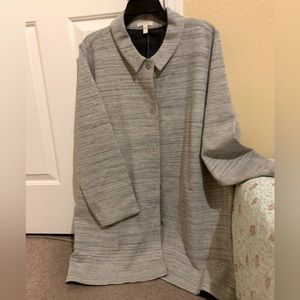 Eileen Fisher woman’s jacket mid length gray work or casual wear soft